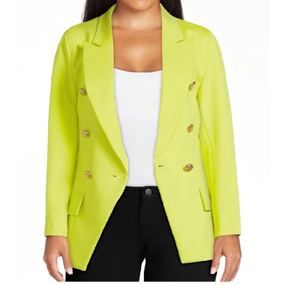 New Attitude Unknown Women’s Ponte Knit Blazer color cyberlime, Size M